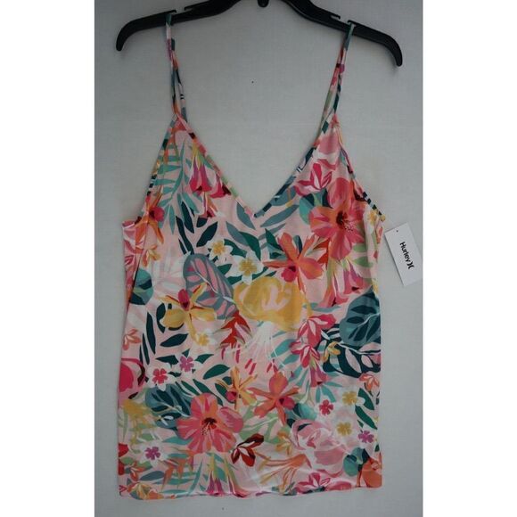 Hurley HC0108 Women's Sz L Multi Floral Pop V Neck Slip Dress Beach Cover-Up - Picture 5 of 9